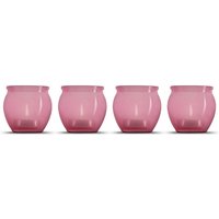 4 x Windlichter ( Rosa ) inkl. Teelicht, Teelichthalter für drinnen und draußen, 6cm x 6cm - Windlicht Gläser zur Deko - Rosa von HS CANDLE