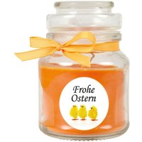 Duftkerze als Ostergeschenk ( Honigmelone-Duft ), Design: Küken - Kerze als Osterdeko - 120g. Wachs mit ca. 30 Stunden Brenndauer - Orange von HS CANDLE