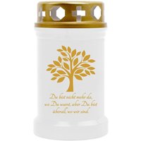 Grabkerze Grablicht ( Baum Gold ) - ca 48h / 2 Tage Brenndauer je Kerze ( 14,5cm, ø 7cm ) - versch. Designs - Baum ( Gold ) von HS CANDLE