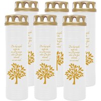 Grabkerze Grablicht - 6er Pack - ( Baum Gold ) - ca 100h / 4 Tage Brenndauer je Kerze ( 25cm, ø 7cm ) - viele versch. Deisgns - Baum ( Gold ) von HS CANDLE