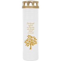 4er Pack Grabkerzen mit Motiv, Grablicht mit Brenndauer von ca. 7 Tage, Motiv: Baum Gold, in vielen weiteren Varianten - Weiß von HS CANDLE