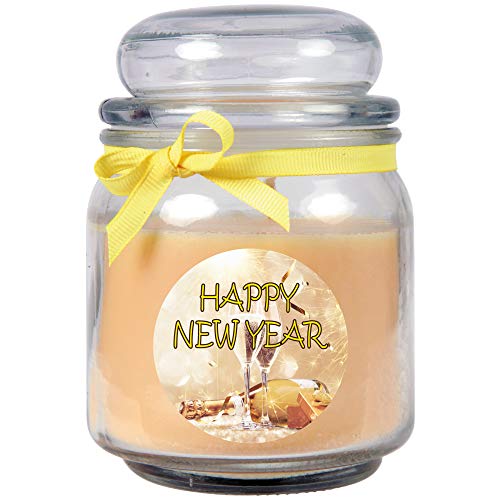 Duftkerze "Frohes Neues Jahr" im Bonbonglas (mit Deckel), Ideal zu Neujahr, viele Motive zur Auswahl von HS Candle
