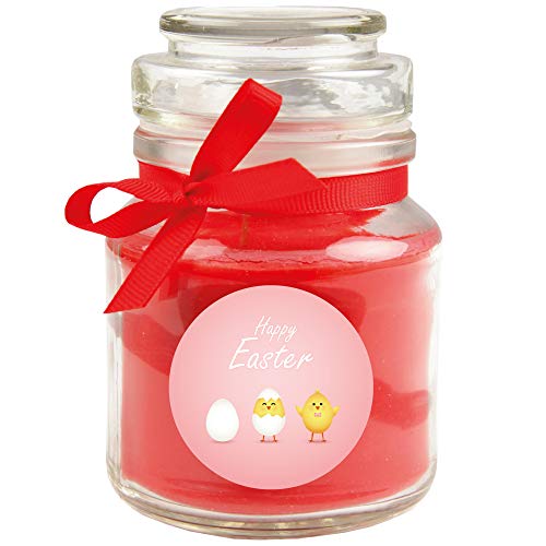 Duftkerze im Glas - Ostern Rot - Bonbon 120gr (30h) von HS Candle