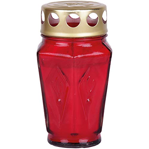 Grablicht Grabkerze aus Glas Eck (12,5 cm) ca. 30 Stunden Brenndauer/Farbe: Rot von HS Candle