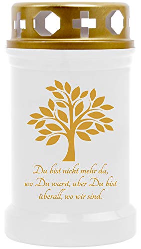 HS Candle 10er Pack Grabkerzen mit Motiv, Grablicht mit Brenndauer von ca. 40 Std, Motiv: Baum Gold, in vielen weiteren Varianten von HS Candle