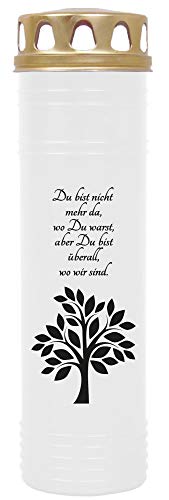 HS Candle 4er Pack Grabkerzen mit Motiv, Grablicht mit Brenndauer von ca. 7 Tage, Motiv: Baum, in vielen weiteren Varianten von HS Candle