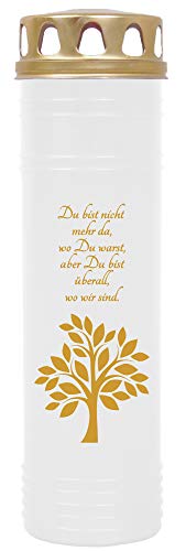 HS Candle 4er Pack Grabkerzen mit Motiv, Grablicht mit Brenndauer von ca. 7 Tage, Motiv: Baum Gold, in vielen weiteren Varianten von HS Candle