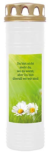 HS Candle 4er Pack Grabkerzen mit Motiv, Grablicht mit Brenndauer von ca. 7 Tage, Motiv: Gänseblümchen, in vielen weiteren Varianten von HS Candle