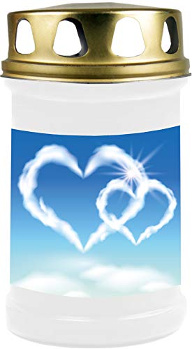 HS Candle 8er Pack Grabkerzen mit Motiv, Grablicht mit Brenndauer von ca. 2 Tage, Motiv: Herz Wolke, in vielen weiteren Varianten von HS Candle