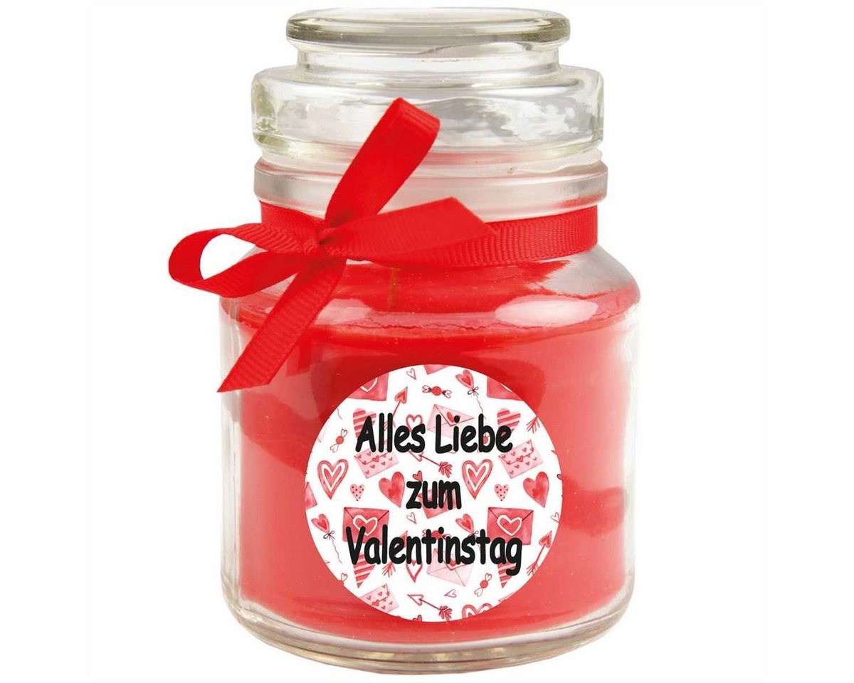 HS Candle Duftkerze (1-tlg), Valentinstag Geschenk - Kerze im Bonbon Glas mit vers. Valentinstag - Motiven und Größen von HS Candle