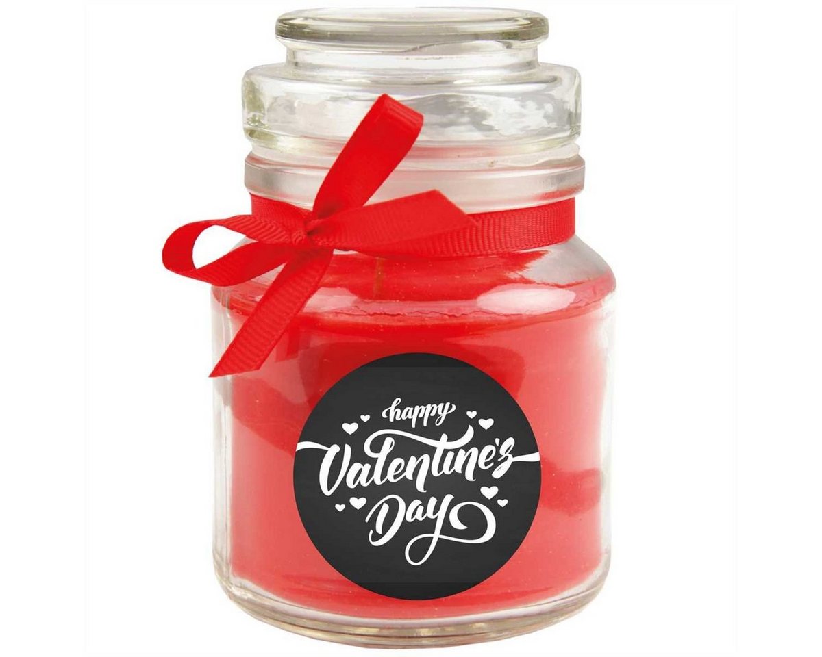 HS Candle Duftkerze (1-tlg), Valentinstag Geschenk - Kerze im Bonbon Glas mit vers. Valentinstag - Motiven und Größen von HS Candle