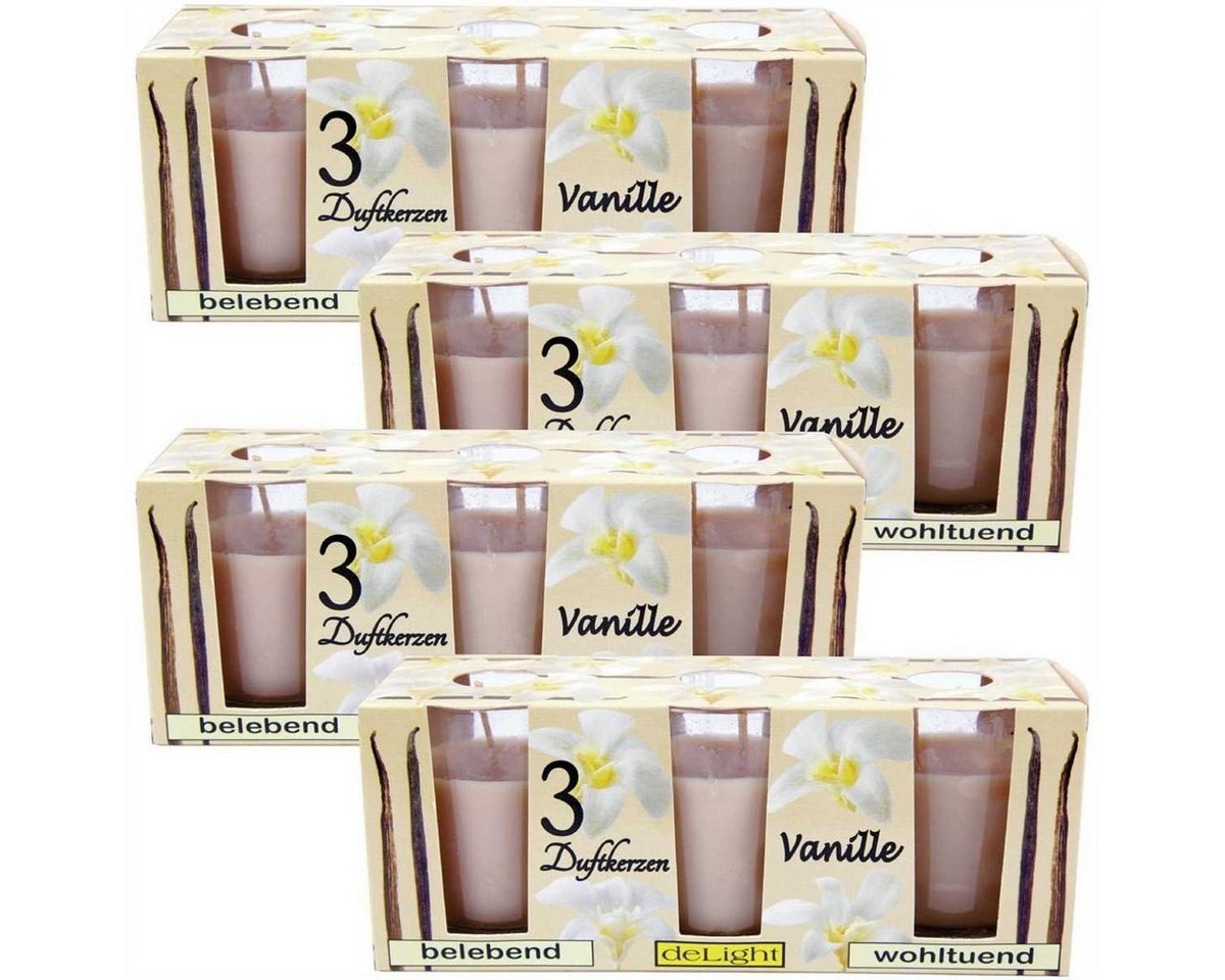 HS Candle Duftkerze (12-tlg), Kerze im Glas, 12er Pack Klassische Düfte" mit je ca. 12 Std. Brenndauer, Höhe: 6,5cm, Ø4,5cm" von HS Candle