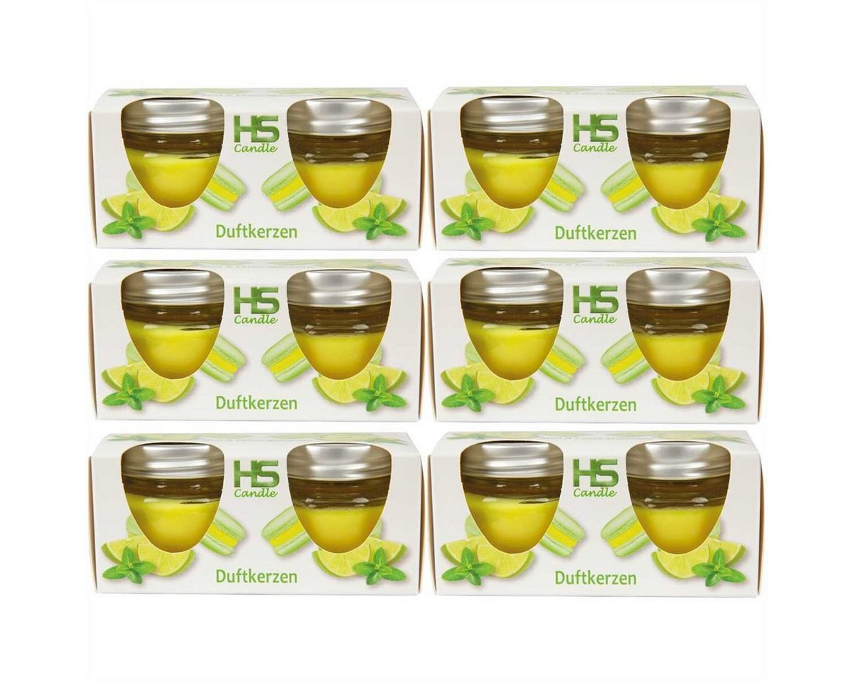 HS Candle Duftkerze (12-tlg), Kerze im Glas Macaron" mit Deckel, 12er Pack mit je ca. 7 Std. Brenndauer, Höhe: 5cm, Ø6cm" von HS Candle