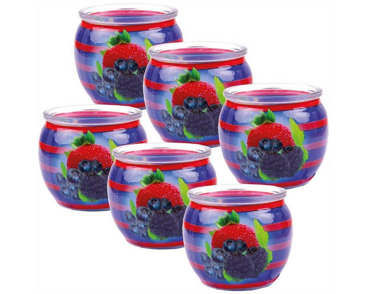 HS Candle Duftkerze (6-tlg), Kerze im Glas, Motiv-Kerze im 6er Pack mit ca. 22 Std. Brenndauer von HS Candle