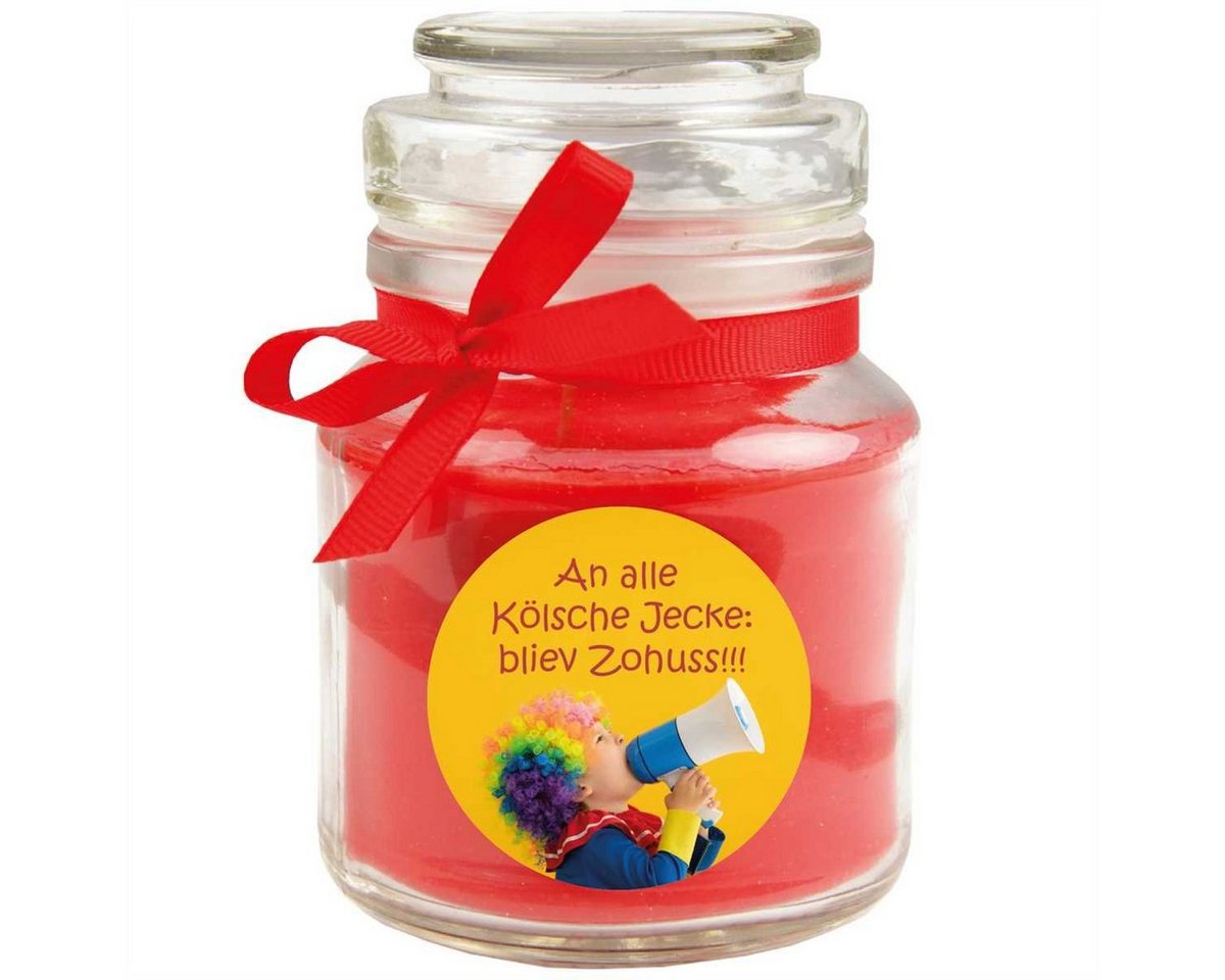 HS Candle Duftkerze (Dekokerze, 1-tlg), Karneval - Fasching Kerze im Bonbon Glas, Kerze mit Karneval's - Motiv von HS Candle