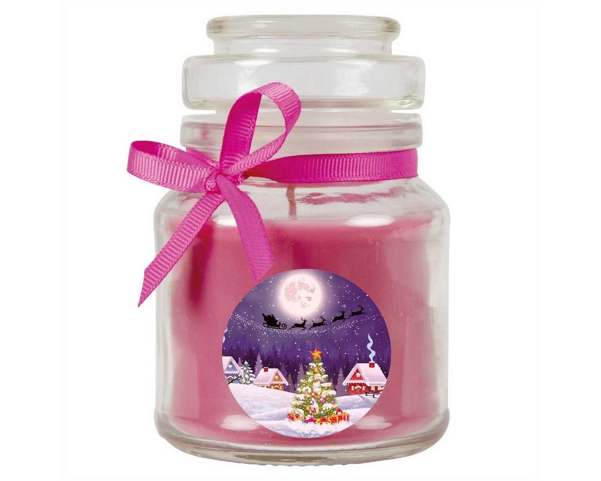 HS Candle Duftkerze (Dekokerze, 1-tlg), Weihnachten - Kerze im Bonbon Glas, Kerze mit Weihnachts - Motiv, vers. Düfte / Größen von HS Candle