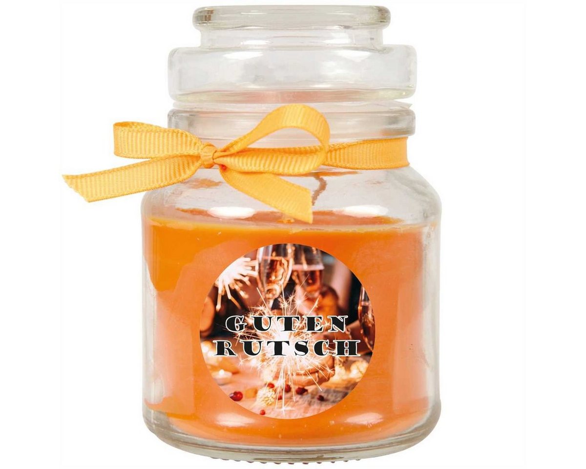 HS Candle Duftkerze Frohes Neues Jahr (1-tlg), Kerze im Bonbon Glas mit Neujahr - Motiv von HS Candle