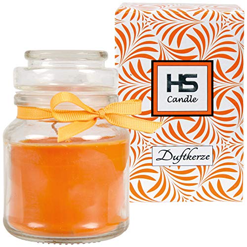 HS Candle Duftkerze Honigmelone im Glas, Kerze 10cm x Ø7cm in Geschenkbox, 120gr. Wachs - Brenndauer ca. 30 Stunden, Duft Kerze BonBon Glas mit Deckel HS Candle Duftkerze Honigmelone im Glas, Kerze 10cm x Ø7cm in Geschenkbox, 120gr. Wachs - Brenndauer ca. 30 Stunden, Duft Kerze BonBon Glas mit Deckel von HS Candle