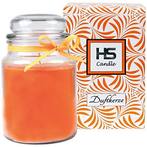 HS Candle Duftkerze Honigmelone im Glas, Kerze 16cm x Ø10cm in Geschenkbox, 500gr. Wachs - Brenndauer ca. 110 Stunden, Duft Kerze BonBon Glas mit Deckel HS Candle Duftkerze Honigmelone im Glas, Kerze 16cm x Ø10cm in Geschenkbox, 500gr. Wachs - Brenndauer ca. 110 Stunden, Duft Kerze BonBon Glas mit Deckel von HS Candle