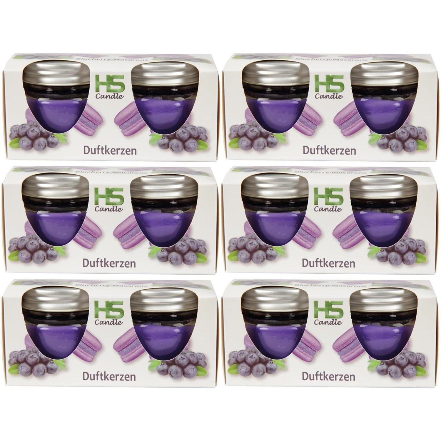 HS Candle Duftkerze Macaron Kerzen 12er Pack Blueberry von HS Candle