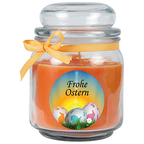 HS Candle Duftkerze als Ostergeschenk (Honigmelone-Duft), Design: Ostereier - Kerze als Osterdeko - 300g. Wachs mit ca. 70 Stunden Brenndauer von HS Candle