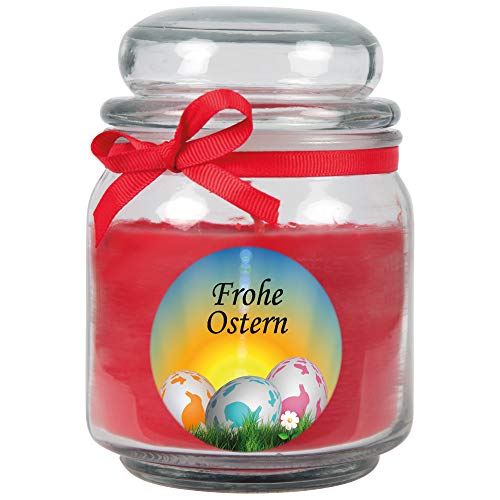 HS Candle Duftkerze als Ostergeschenk (Rosen-Duft), Design: Ostereier - Kerze als Osterdeko - 300g. Wachs mit ca. 70 Stunden Brenndauer von HS Candle