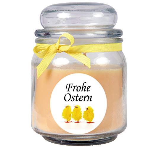 HS Candle Duftkerze als Ostergeschenk (Vanille-Duft), Design: Küken - Kerze als Osterdeko - 300g. Wachs mit ca. 70 Stunden Brenndauer von HS Candle