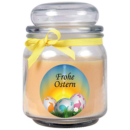 HS Candle Duftkerze als Ostergeschenk (Vanille-Duft), Design: Ostereier - Kerze als Osterdeko - 300g. Wachs mit ca. 70 Stunden Brenndauer von HS Candle