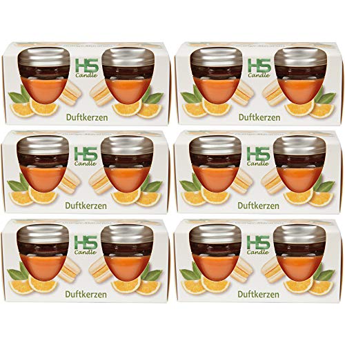 Duftkerze im Glas "Macaron" mit Deckel, 12er Pack mit je ca. 7 Std. Brenndauer, Höhe: 5cm, Ø6cm von HS Candle