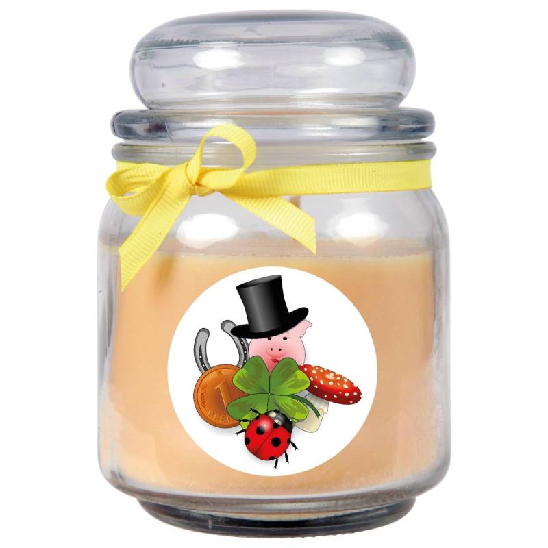 HS Candle Duftkerze & Bonbon Glas Viel Glück Gelb Vanille von HS Candle