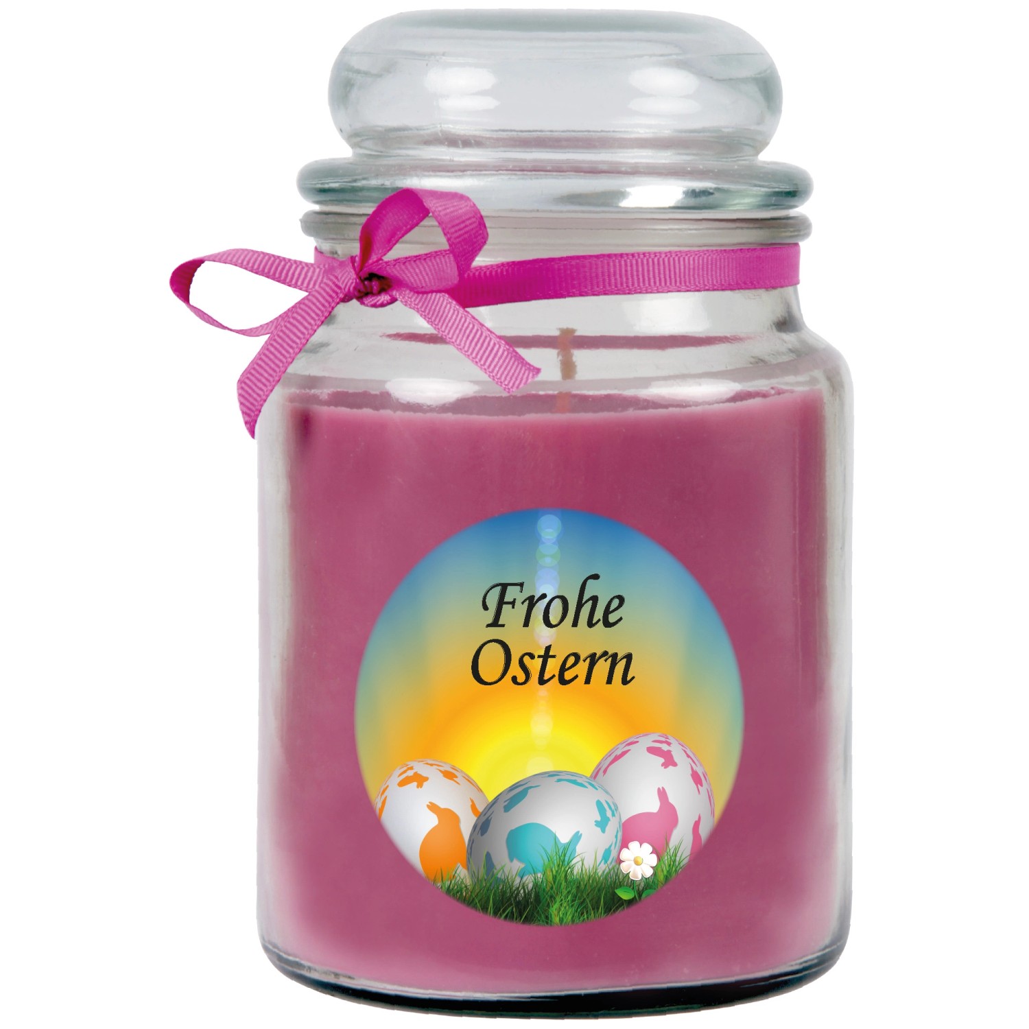 HS Candle Duftkerze & Glas Frohe Ostern Bonbon Ø7 cm Rose Ostereier HS Candle Duftkerze & Glas Frohe Ostern Bonbon Ø7 cm Rose Ostereier von HS Candle