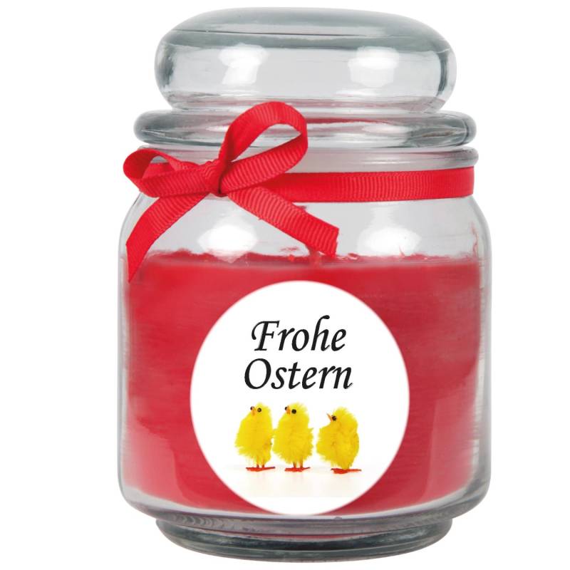 HS Candle Duftkerze & Glas Frohe Ostern Bonbon Ø9 cm Rose Küken von HS Candle