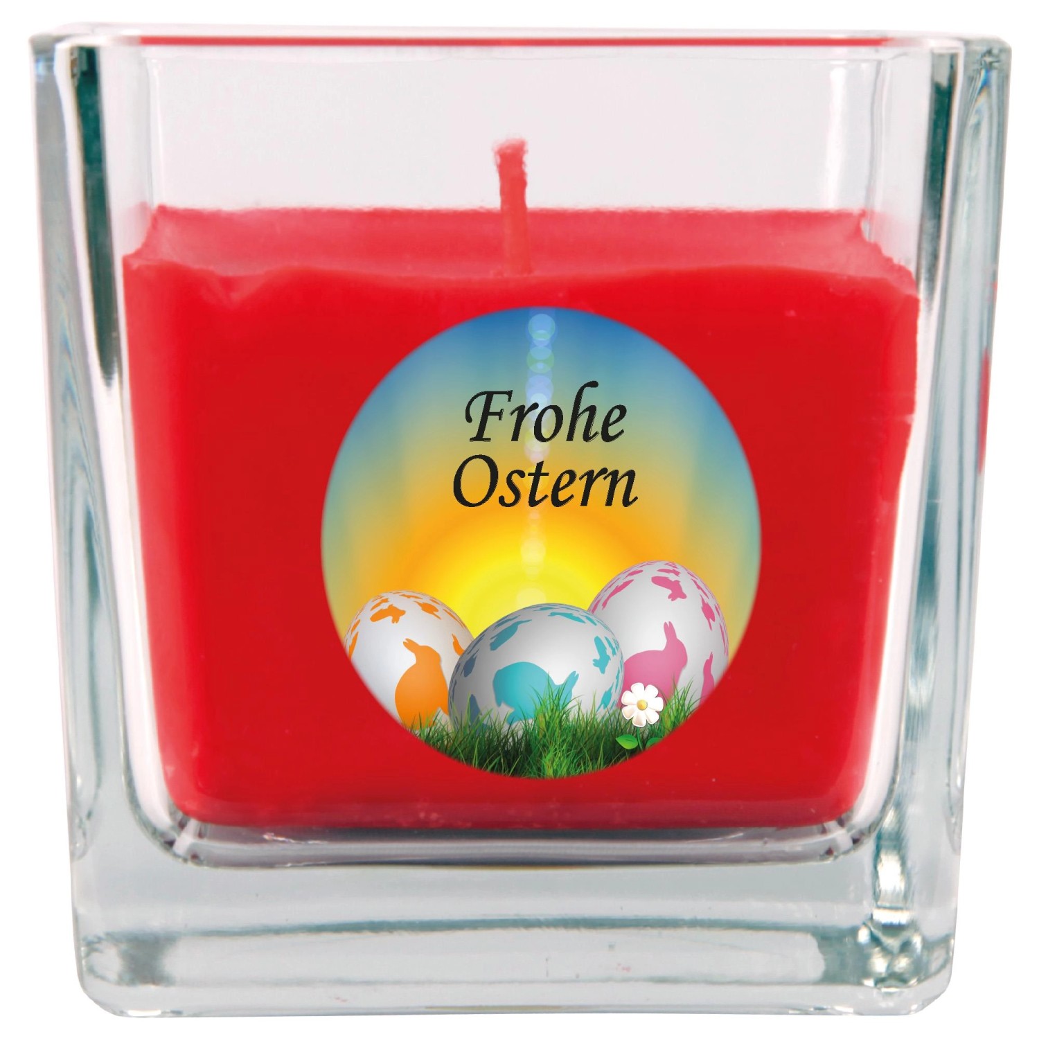 HS Candle Duftkerze & Glas Frohe Ostern Viereck 8 x 7,5cm Rose Ostereier HS Candle Duftkerze & Glas Frohe Ostern Viereck 8 x 7,5cm Rose Ostereier von HS Candle
