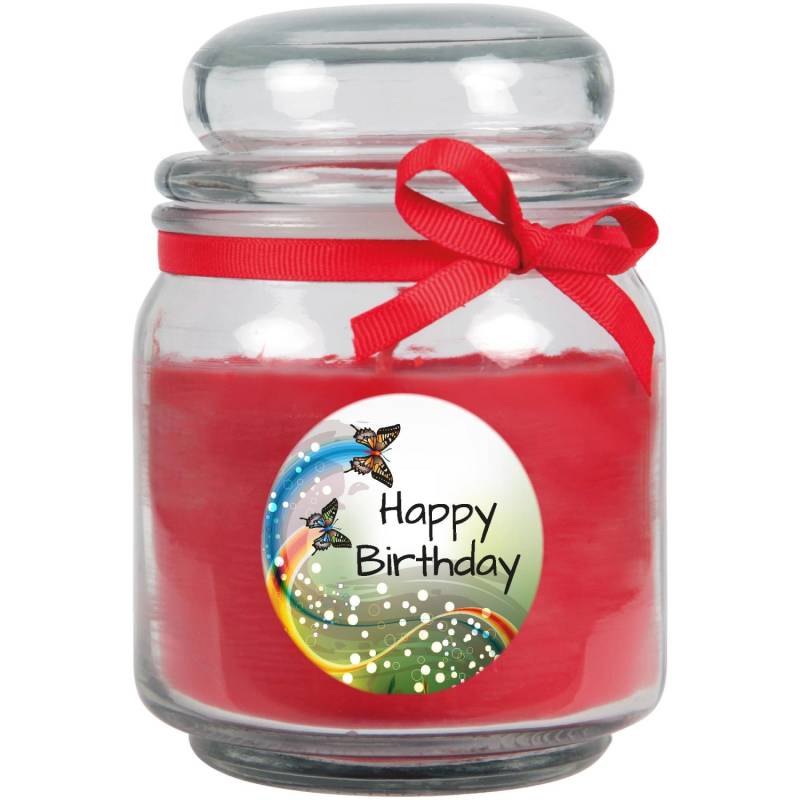 HS Candle Duftkerze & Glas Happy Birthday Schmetterling Rose von HS Candle