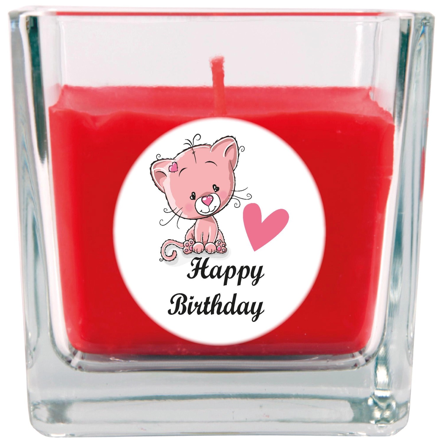 HS Candle Duftkerze & Glas Happy Birthday Viereck Rose Katze HS Candle Duftkerze & Glas Happy Birthday Viereck Rose Katze von HS Candle