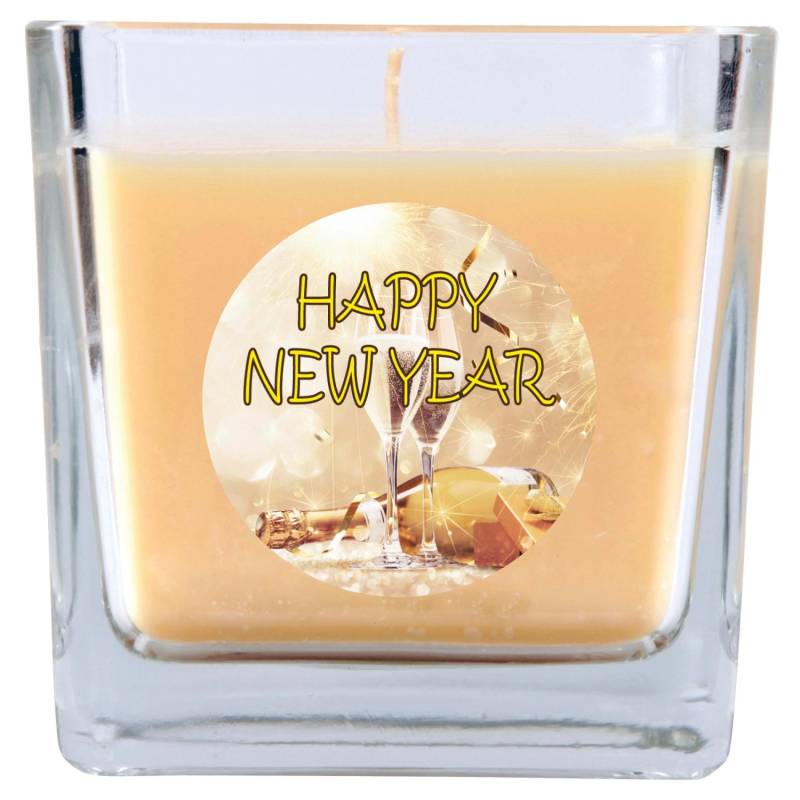 HS Candle Duftkerze & Glas Neujahr Creme Bonbon 50h von HS Candle