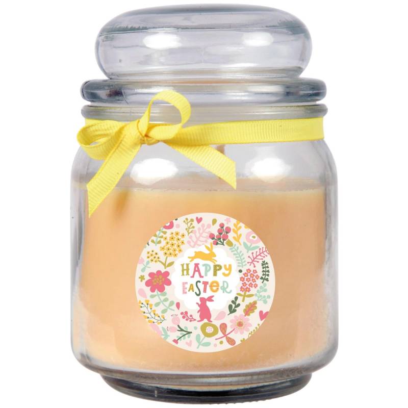 HS Candle Duftkerze & Glas Ostern Creme Bonbon 70h Happy Easter Blumen von HS Candle