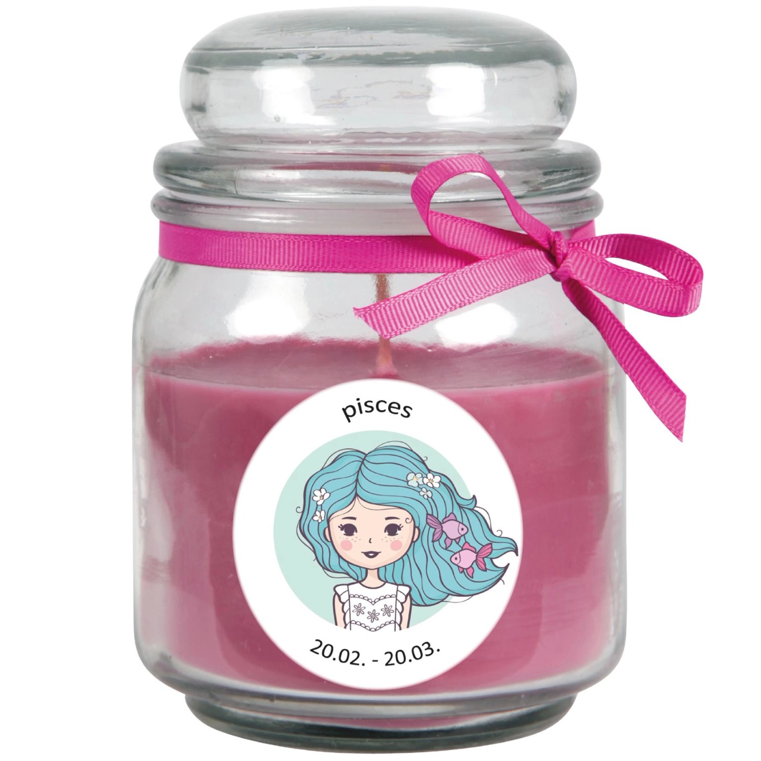 HS Candle Duftkerze & Glas Sternzeichen Lavendel 70 Stunden Fische von HS Candle