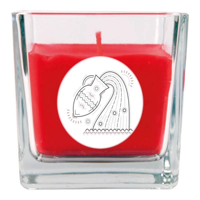 HS Candle Duftkerze & Glas Sternzeichen Rose 50 Stunden Wassermann von HS Candle