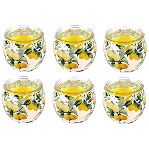 HS Candle Duftkerzen Motiv 6er Pack im Glas, Lange Brenndauer und angenehmer Duft (Lemon) von HS Candle