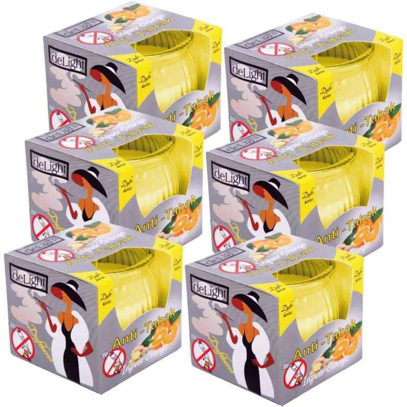 HS Candle Duftkerzen Raumerfrischer 6er Pack AntiTabak Ingwer Orange von HS Candle