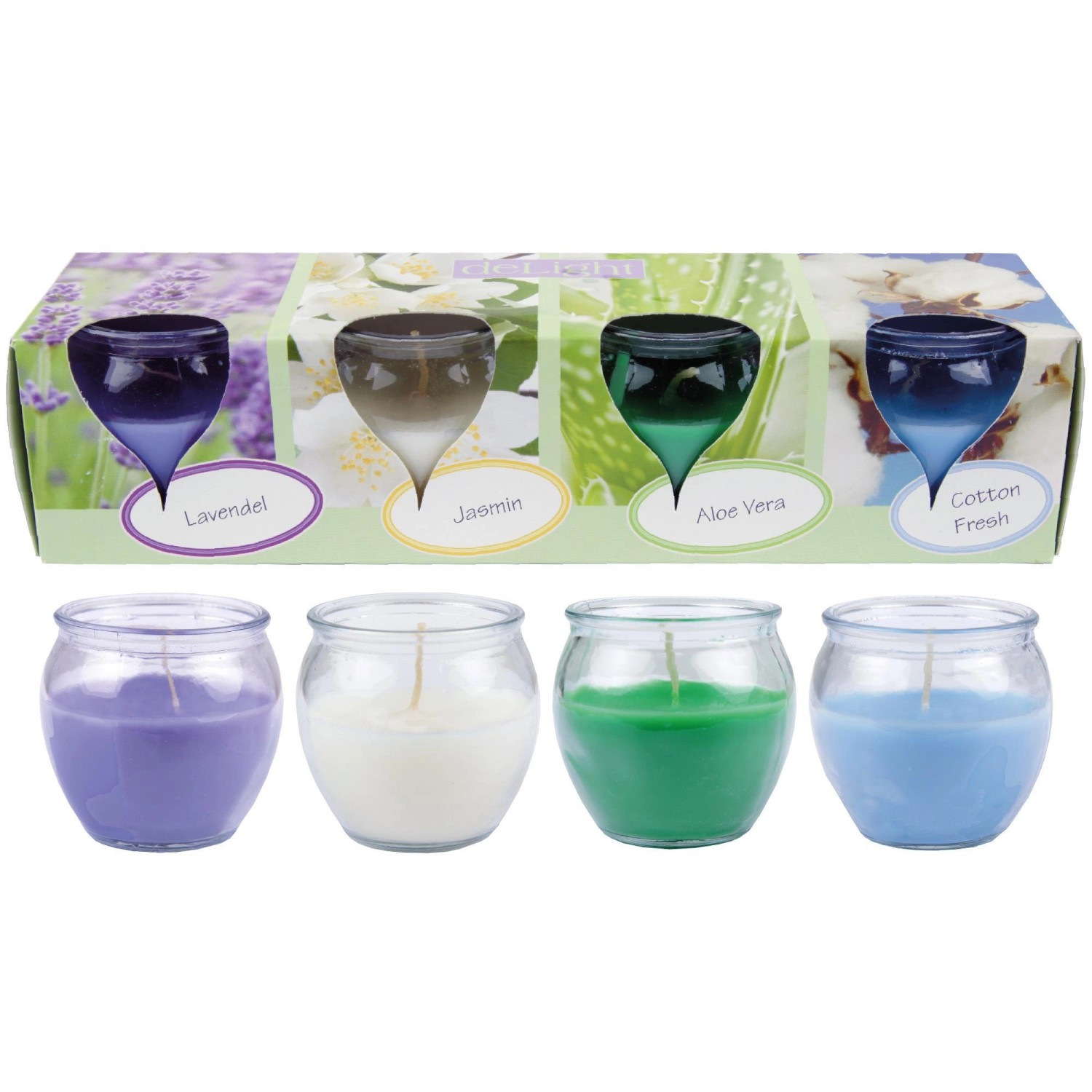 HS Candle Duftkerzen Selection 4 Kerzen Mix Pack Floral Selection von HS Candle