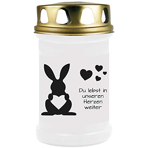 HS Candle Gedenkkerze für Haustiere mit Motiv, Tier - Grabkerze (Brenndauer ca. 48h), Motiv: Hase, in vielen Varianten von HS Candle