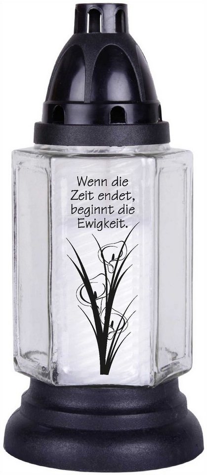 HS Candle Grabkerze (1-tlg), 6eck mit Motiv und Spruch, Grablicht Grabschmuck Grablaterne von HS Candle