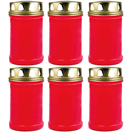 HS Candle Grabkerze 6er Pack in Rot mit ca. 48h Brenndauer von HS Candle