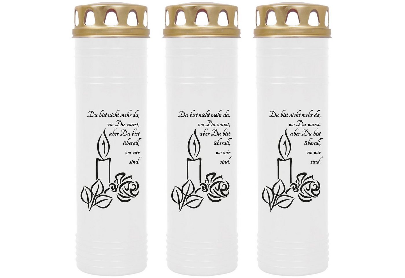 HS Candle Grabkerze GK-03712 (3-tlg), Grabkerze Brenndauer 100 Stunden viele vers. Variationen und Motive von HS Candle