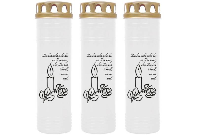 HS Candle Grabkerze GK-03712 (3-tlg), Grabkerze Brenndauer 100 Stunden viele vers. Variationen und Motive von HS Candle
