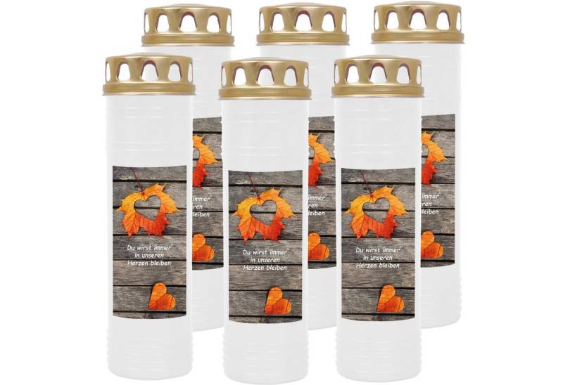 HS Candle Grabkerze GK-03712 (6-tlg), Grabkerze Brenndauer 100 Stunden viele vers. Variationen und Motive von HS Candle