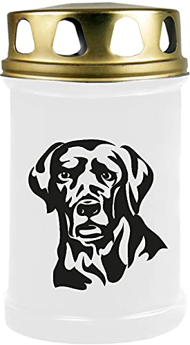 HS Candle Grabkerze Grablicht (Hund Labrador) - ca 48h / 2 Tage Brenndauer je Kerze (14,5cm, Ø 7cm) - viele versch. Designs von HS Candle