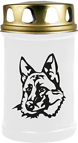 HS Candle Grabkerze Grablicht (Hund Schäferhund) - ca 48h / 2 Tage Brenndauer je Kerze (14,5cm, Ø 7cm) - viele versch. Designs von HS Candle